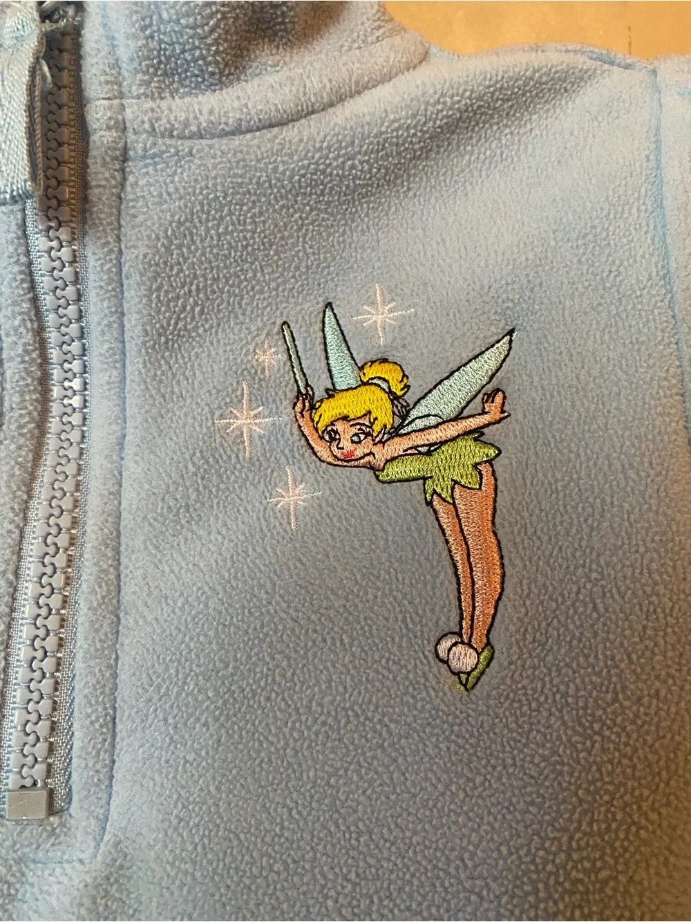 Disney Store Girls Blue Tinker Bell Fleece 1/4 Zip Pullover Jacket, size 2/3T